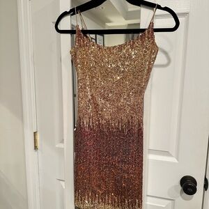 B Darlin Gold Sequin Embellished Bodycon Mini Dress